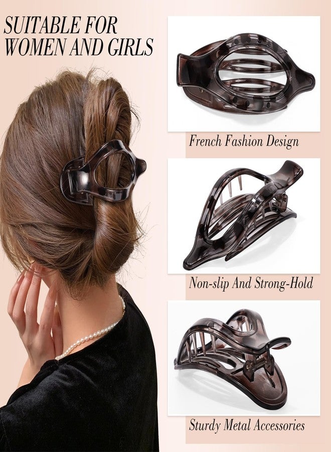 Obeoby 8 PCS Flat Hair Clips for Women, French Duckbill Flat Claw Clips for Thin Thick Hair Barrettes Accessories Medium Large (Tortoiseshell) - Image 4